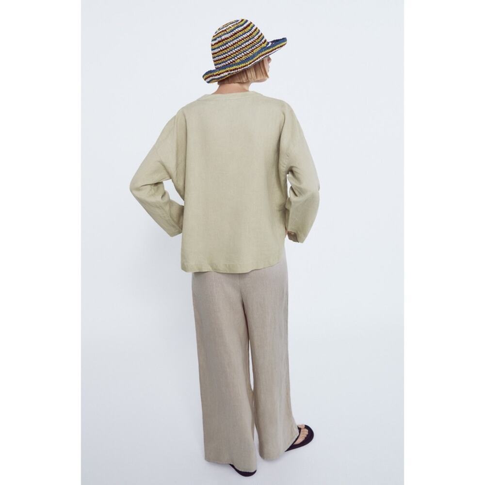Zara Relaxed Fit 100% Linen Top - Picture 6 of 8